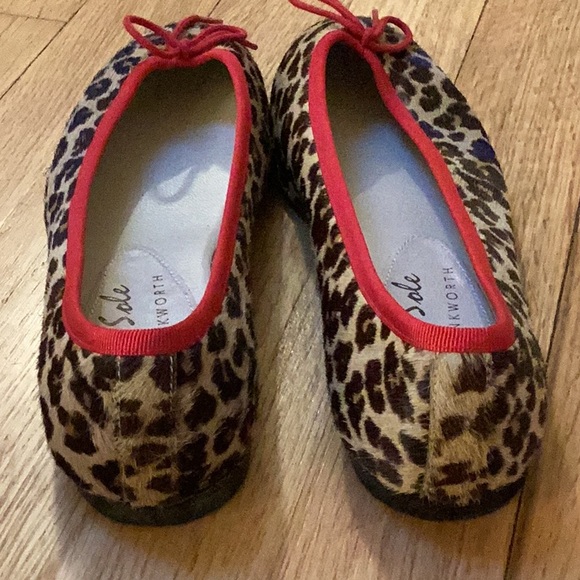 French Sole Jane Winkworth India Leopard Hair Red Trim Leather Ballet Flats 35 - Picture 7 of 9